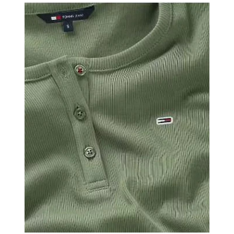 TOMMY JEANS Slim button rib c-neck ss